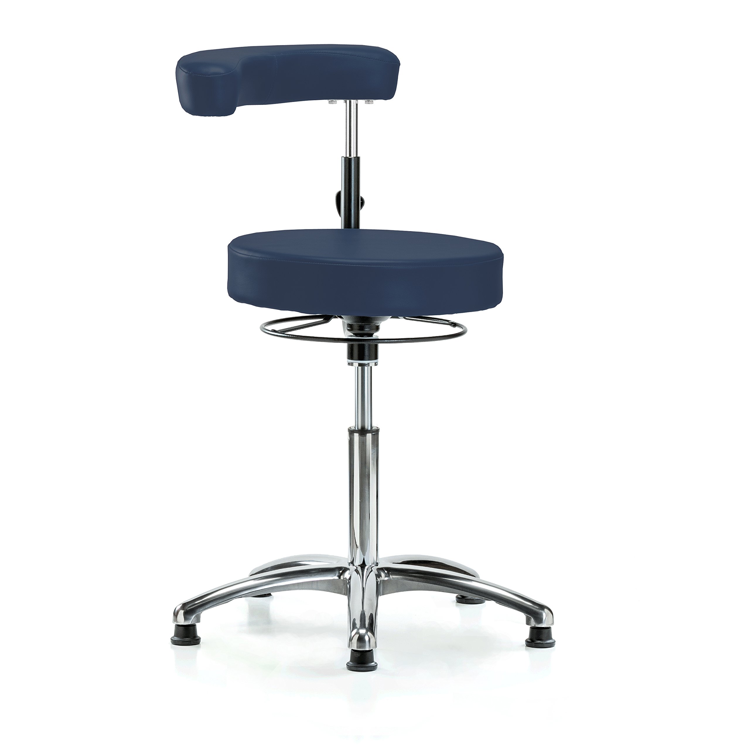 Perch Dental Stool Adjustable Height with Procedure Arm, Stationary Caps, Workbench Height (Imperial Blue Vinyl)