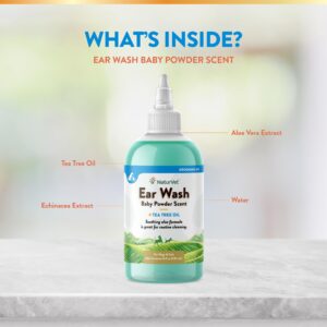 NaturVet Ear Wash w/Tea Tree Oil (Aloe & Baby Powder Scent) 8 oz