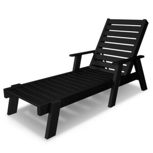 POLYWOOD AC2678-1BL Captain Chaise with Arms, Black