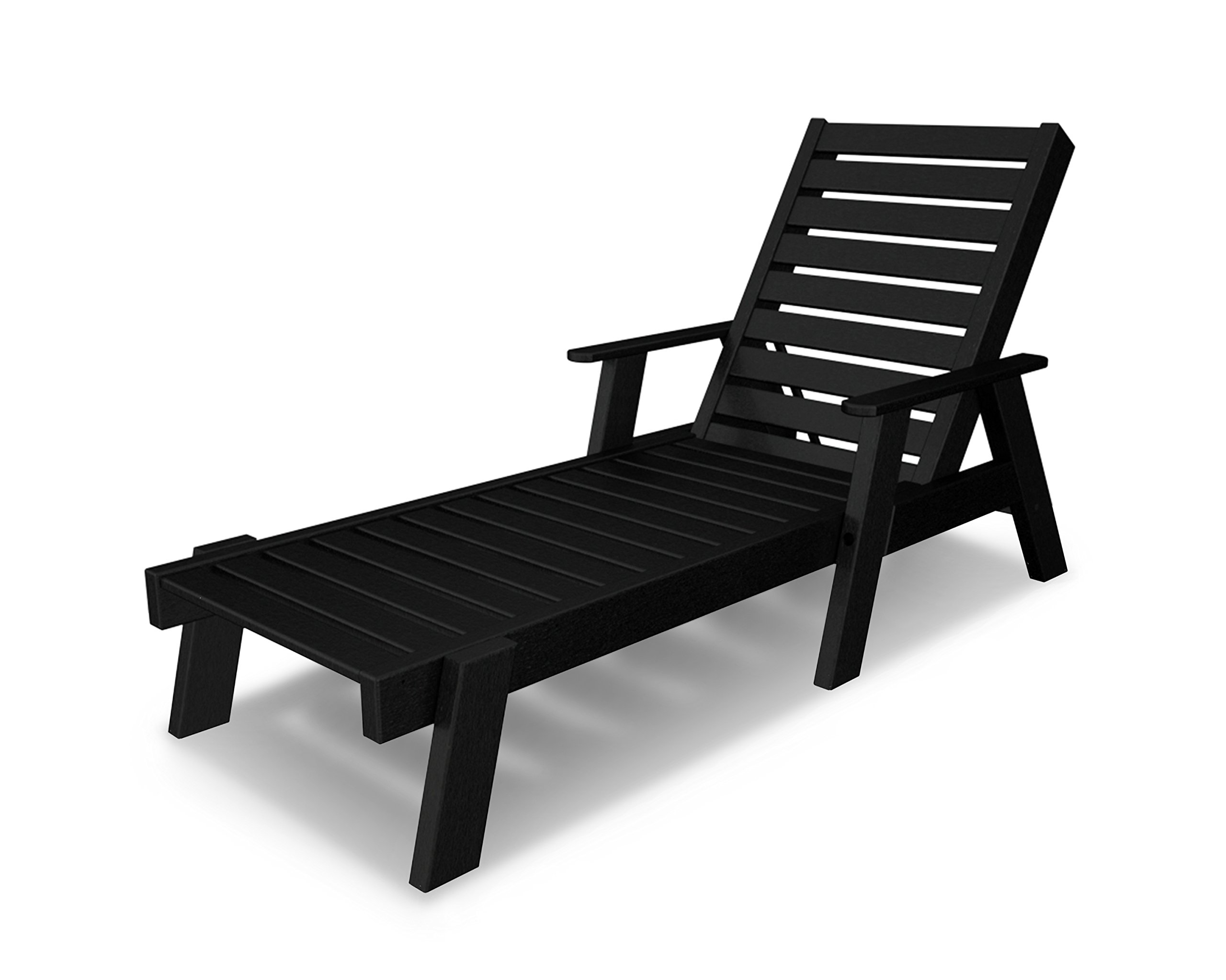 POLYWOOD AC2678-1BL Captain Chaise with Arms, Black