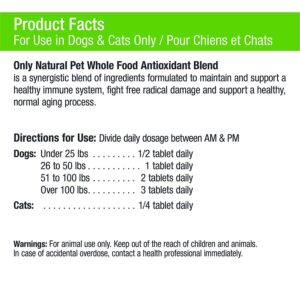 Only Natural Pet Whole Food Antioxidant Green Tea & Berry Antioxidant Vitamin Supplement Blend for Dogs & Cats to Support A Healthy Immune System, Fight Free Radical Damage - 60 Soft Chews