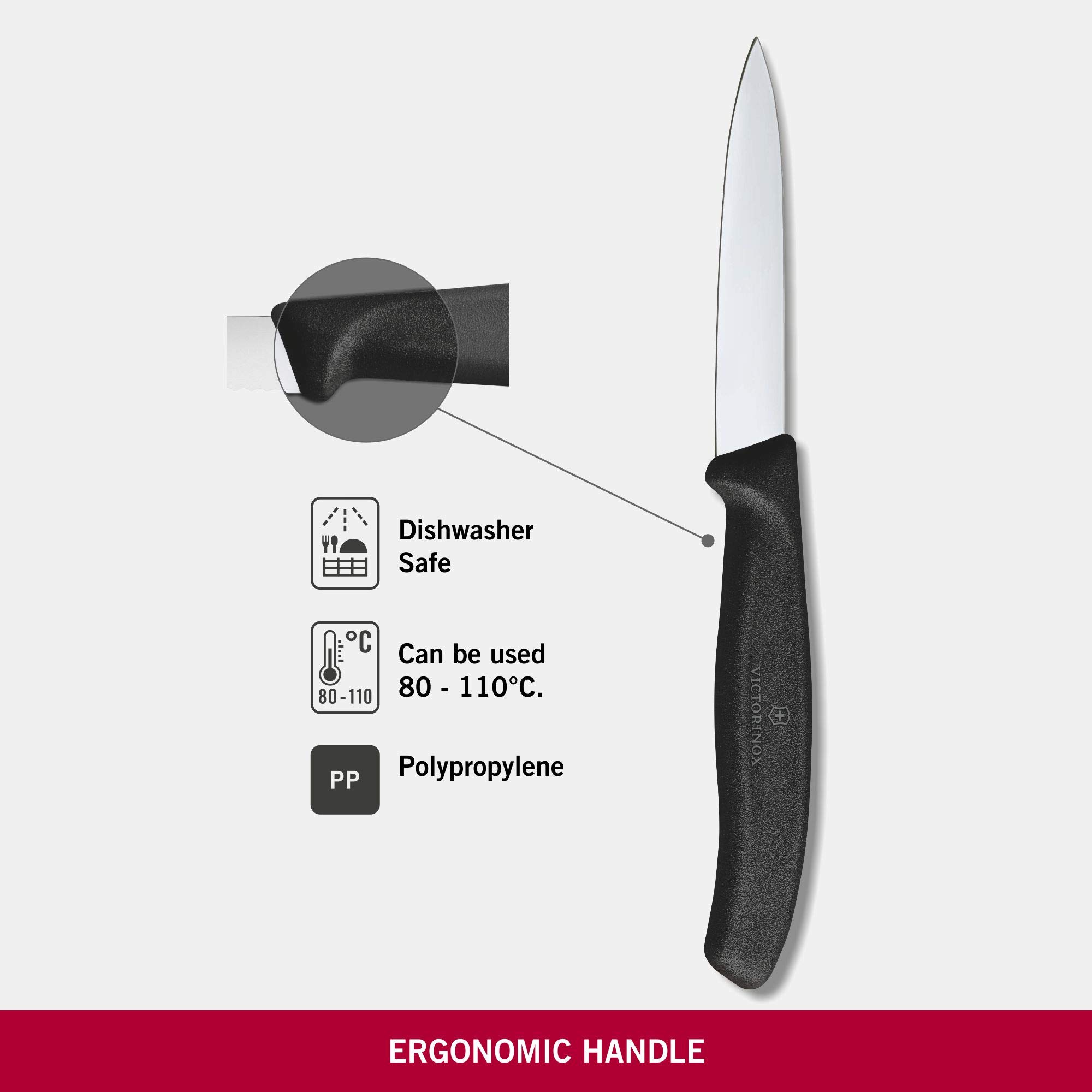 Victorinox VIC-6.7603 Swiss Classic Paring 3¼" Straight Spear Point Blade 5/8" Width at Handle Black