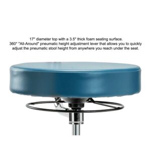 Perch Dental Stool Adjustable Height with Procedure Arm, Stationary Caps, Workbench Height (Imperial Blue Vinyl)