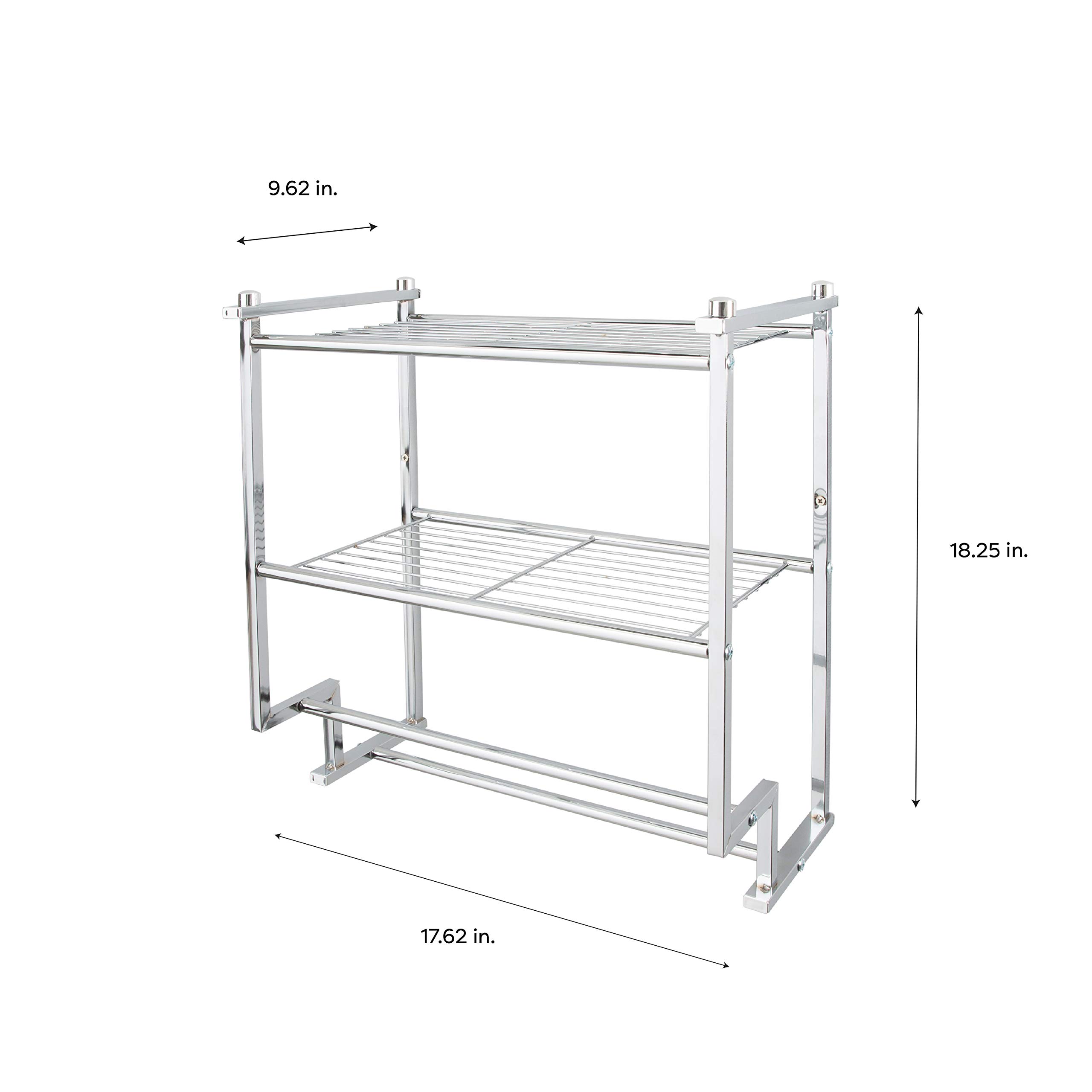 Organize It All Chrome 2 Tier Wall Mounting Bathroom Rack with Towel Bars