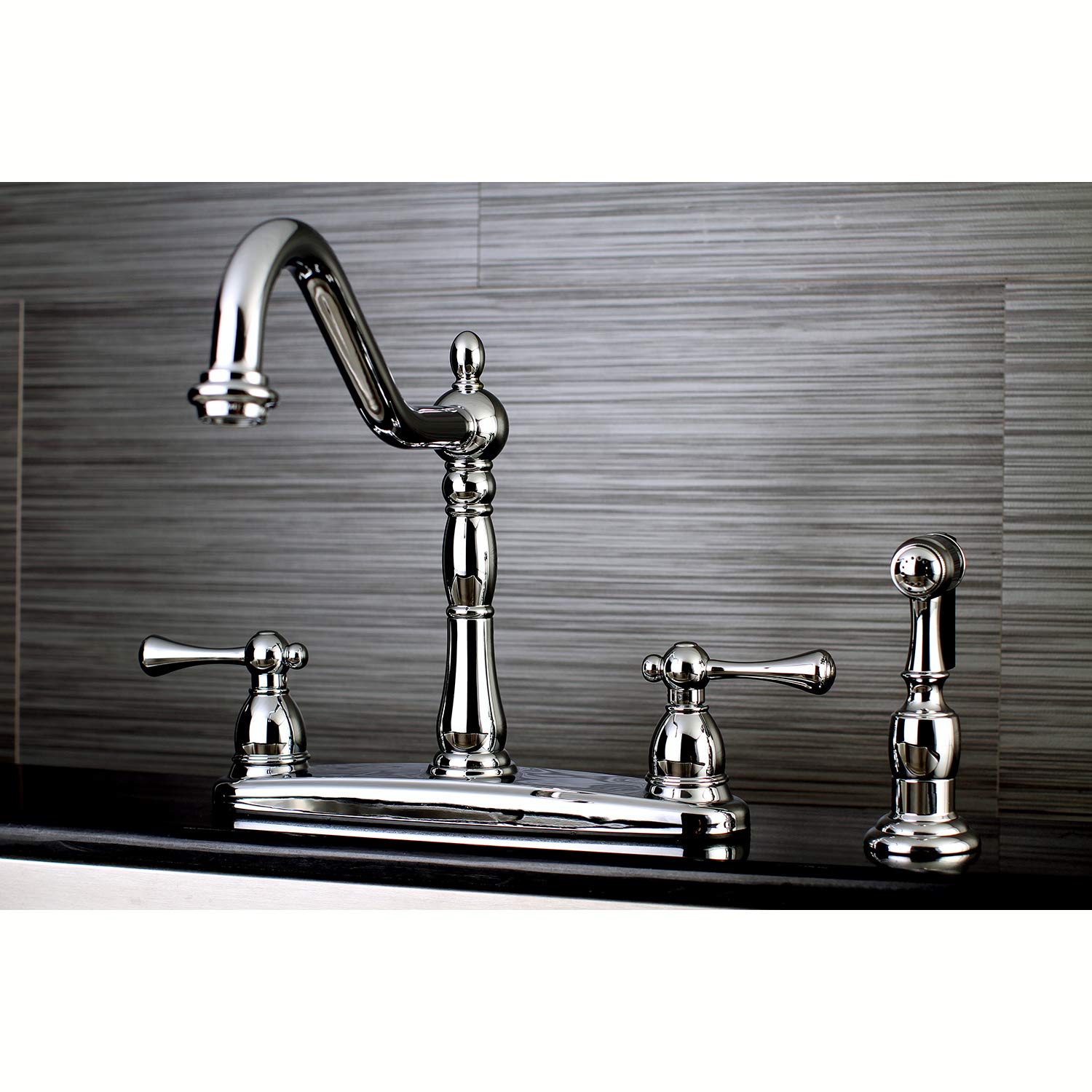 Kingston Brass KB7751BLBS English Vintage 8" Centerset Kitchen Faucet, 8-5/8" Spout Reach, Polished Chrome