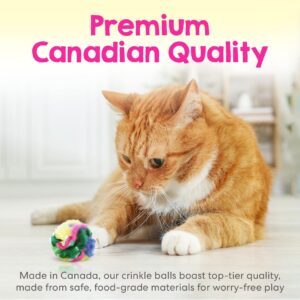 Cat Crinkle Balls 1.5 Inch (4-Pack) - Mini Crinkle Cat Toys for Indoor Cats - Multi-Color Crinkle Cat Toy - Cat Toys Crinkle Balls to Keep Fit and Active - Canadian-Made Crinkle Balls for Cats