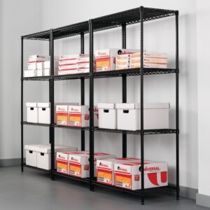 Alera NSF Certified Industrial Four-Shelf Wire Shelving Kit, 36w x 24d x 72h, Black