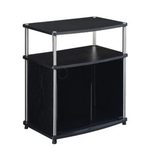 Convenience Concepts Designs2Go TV Stand with Black Glass Cabinet, Black, 23.75"L x 15.75"W x 26.75"H