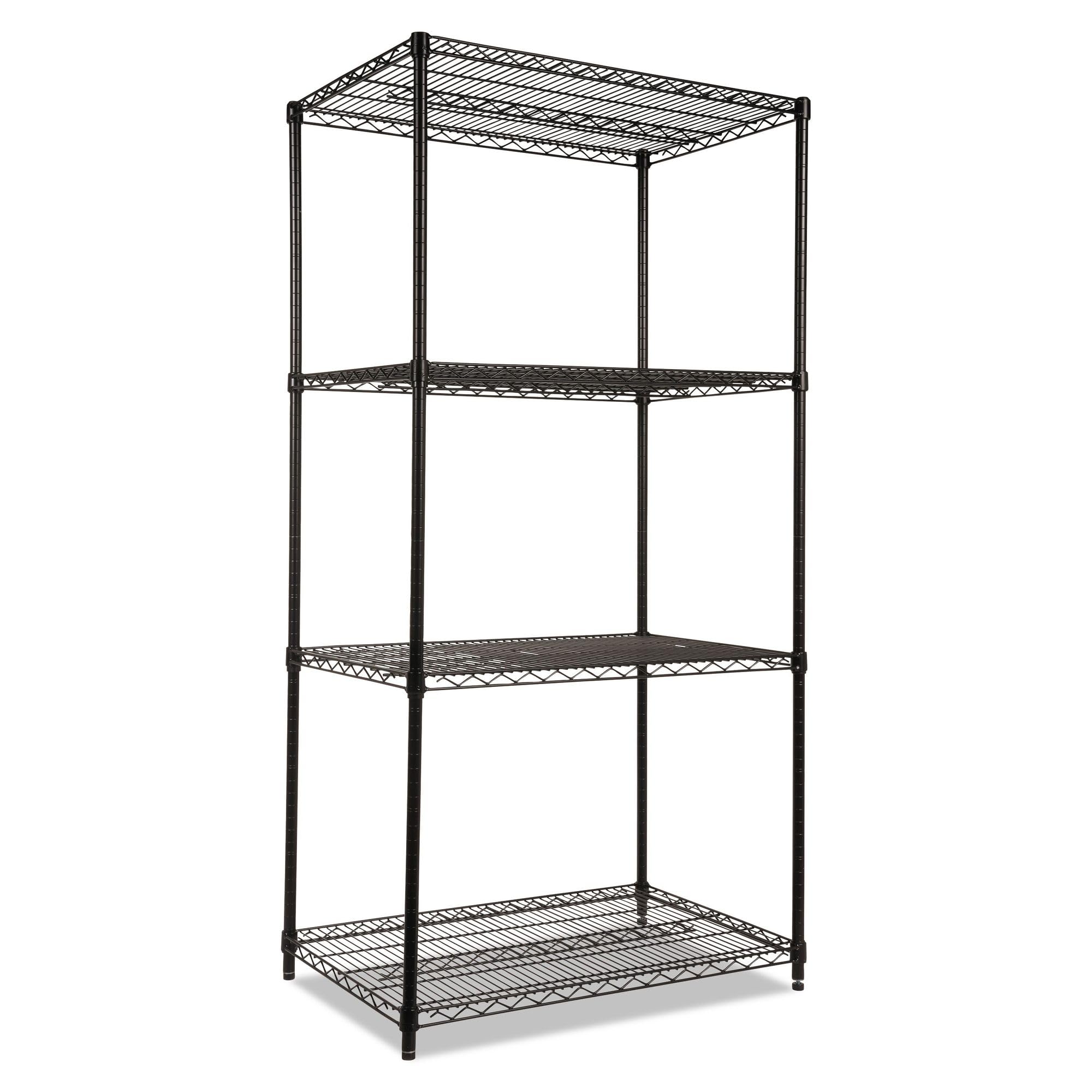 Alera NSF Certified Industrial Four-Shelf Wire Shelving Kit, 36w x 24d x 72h, Black