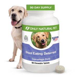 only natural pet stool eating deterrent - stop stool eating coprophagia - prevent poop eating in dogs & puppies | w/digestive enzymes | 90 chewable tablets for gut health - natural turkey flavor