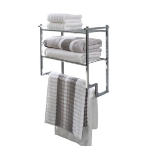 Organize It All Chrome 2 Tier Wall Mounting Bathroom Rack with Towel Bars