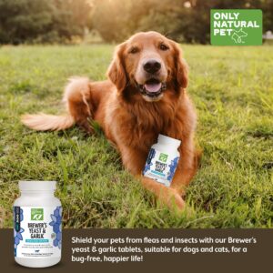 Only Natural Pet Brewer's Yeast & Garlic Chewables - All-Natural Flea & Tick Prevention for Dogs - Fortified with B Vitamins - Promotes Healthy Skin & Coat - 300 Count Tablet (Single)