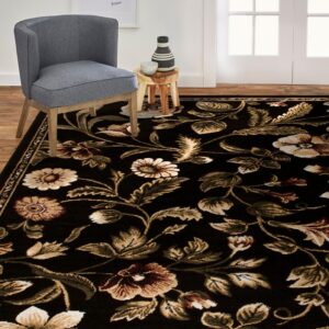 Home Dynamix Optimum Amell Traditional Floral Area Rug, 7 ft 8 in x 10 ft 4 in, Black