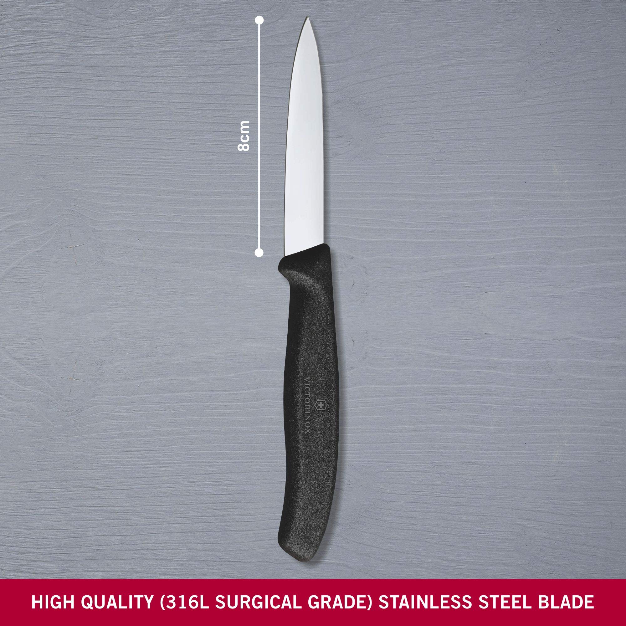 Victorinox VIC-6.7603 Swiss Classic Paring 3¼" Straight Spear Point Blade 5/8" Width at Handle Black