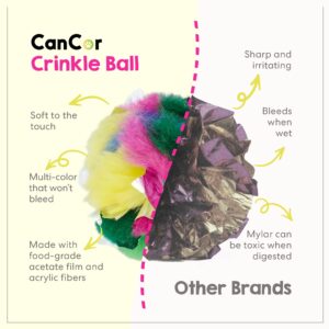 Cat Crinkle Balls 1.5 Inch (4-Pack) - Mini Crinkle Cat Toys for Indoor Cats - Multi-Color Crinkle Cat Toy - Cat Toys Crinkle Balls to Keep Fit and Active - Canadian-Made Crinkle Balls for Cats