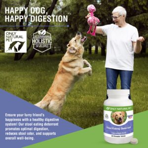 ONLY NATURAL PET Stool Eating Deterrent - Stop Stool Eating Coprophagia - Prevent Poop Eating in Dogs & Puppies | w/Digestive Enzymes | 90 Chewable Tablets for Gut Health - Natural Turkey Flavor