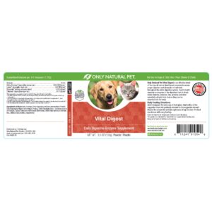 Only Natural Pet Vital Digest Formula for Dogs and Cats with Natural Digestive Enzymes - Holistic All-Natural Formula - 3.5 oz Powder