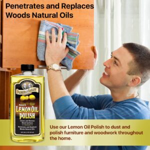 PARKER & BAILEY LEMON OIL POLISH - Natural Lemon Scented Wood Cleaner & Furniture Polish, Cleans, Renews, Restores & Rejuvenates Wood Surfaces, 16oz