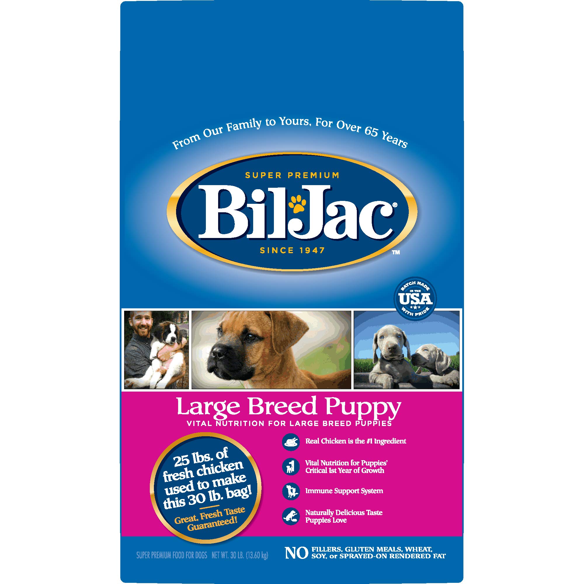 Bil-Jac Large Breed Puppy Food Formula Dry Dog Food 30lb Bag - Super Premium Since 1947