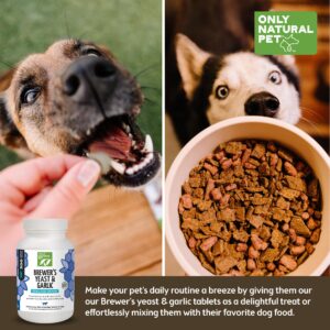 Only Natural Pet Brewer's Yeast & Garlic Chewables - All-Natural Flea & Tick Prevention for Dogs - Fortified with B Vitamins - Promotes Healthy Skin & Coat - 300 Count Tablet (Single)