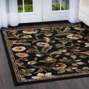 Home Dynamix Optimum Amell Traditional Floral Area Rug, 7 ft 8 in x 10 ft 4 in, Black