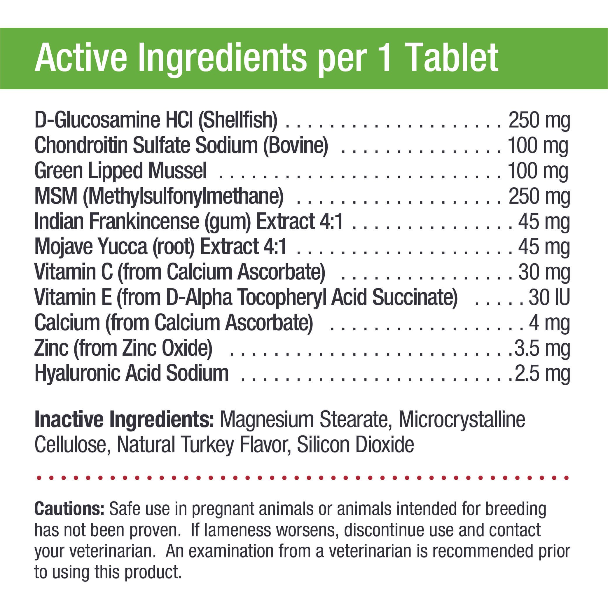 Only Natural Pet Lubri-Ease Plus Advanced Hip & Joint Supplement Glucosamine, Chondroitin & MSM Formula for Dogs and Cats - 90 Chewable Tablets