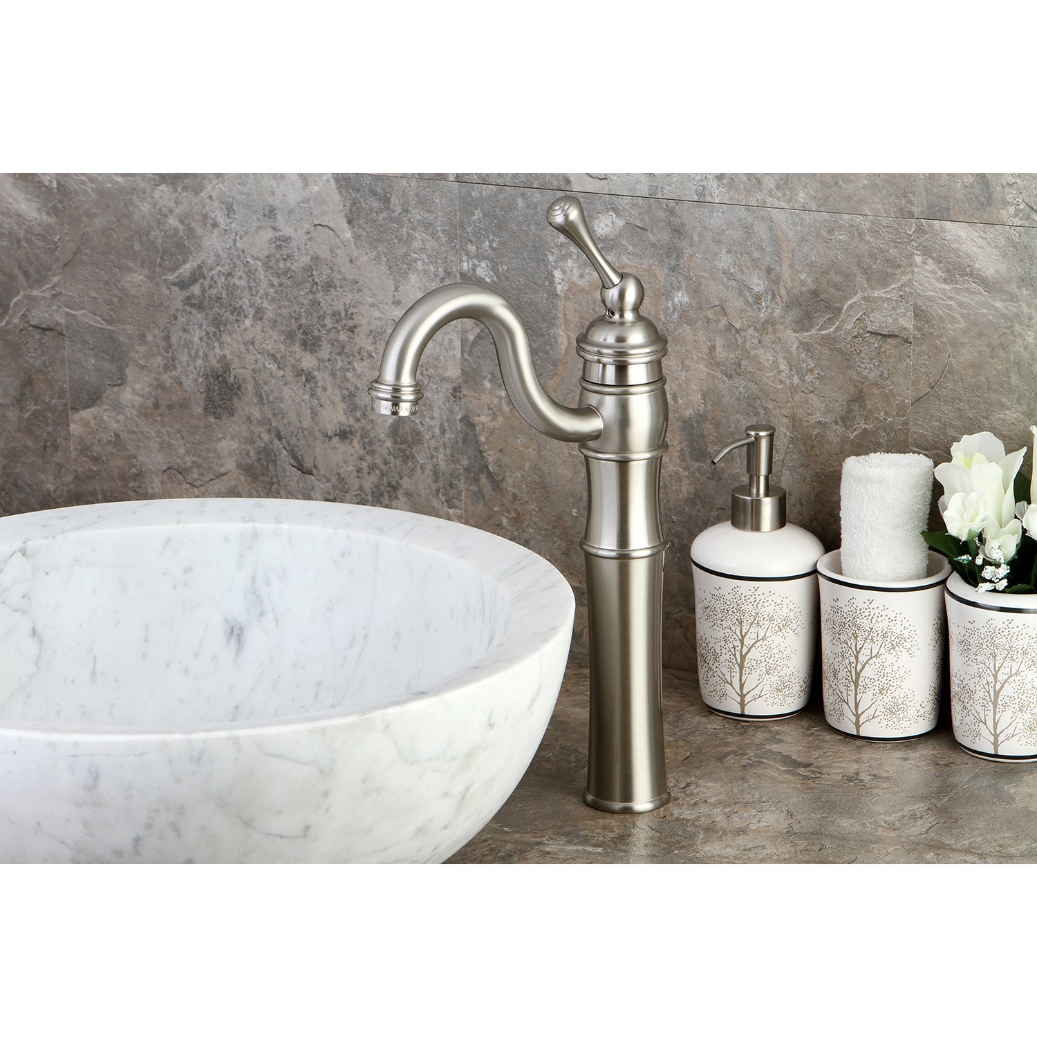 Kingston Brass KB3428BL Victorian Vessel Sink Faucet, Brushed Nickel