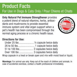 Only Natural Pet Immune System Strengthener Supplement for Dogs - Boost Healthy Cellular, Digestive, & Liver Function - Multivitamin Beta-Glucan & Antioxidant - 90 Capsules