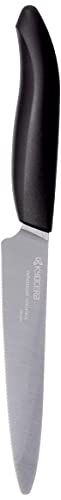 Kyocera Advanced Ceramic Revolution Series 5-inch Micro Serrated Tomato, Utility Knife, Black Blade