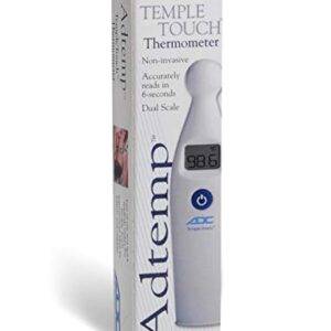 ADC Temple Touch Digital LCD Fever Thermometer, Non Invasive and Quick Read, Suitable for Babies, Newborns, Kids, and Adults, Adtemp 427, White