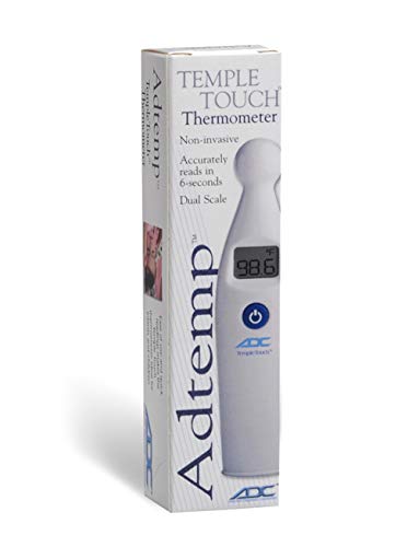 ADC Temple Touch Digital LCD Fever Thermometer, Non Invasive and Quick Read, Suitable for Babies, Newborns, Kids, and Adults, Adtemp 427, White