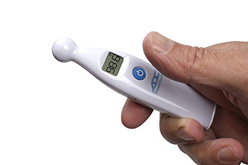 ADC Temple Touch Digital LCD Fever Thermometer, Non Invasive and Quick Read, Suitable for Babies, Newborns, Kids, and Adults, Adtemp 427, White