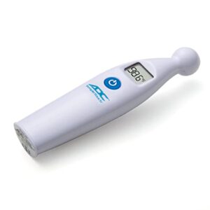 adc temple touch digital lcd fever thermometer, non invasive and quick read, suitable for babies, newborns, kids, and adults, adtemp 427, white