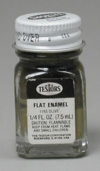 Testors Enamel 1/4 Oz Bottle Flat Olive