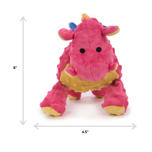 goDog Bubble Plush Dragons Squeaky Dog Toy, Chew Guard Technology - Coral, Small