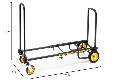 Rock-N-Roller R2RT (Micro) 8-in-1 Folding Multi-Cart/Hand Truck/Dolly/Platform Cart/26" to 39" Telescoping Frame/350 lbs. Load Capacity, Black