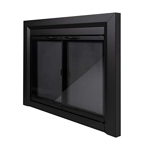 Pleasant Hearth Carlisle Fireplace Glass Door, Medium (CL-3001), Black