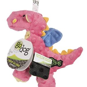 goDog Bubble Plush Dragons Squeaky Dog Toy, Chew Guard Technology - Coral, Small