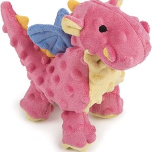 goDog Bubble Plush Dragons Squeaky Dog Toy, Chew Guard Technology - Coral, Small