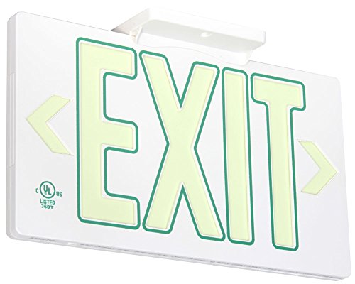 UL Listed 50 foot Jessup Glo Brite 7122-B Exit Sign, Double Sided with Frame, White with Green Outline, 8.75-Inch x 15.5-Inch (Mounts 4 ways, includes bracket and arrows)