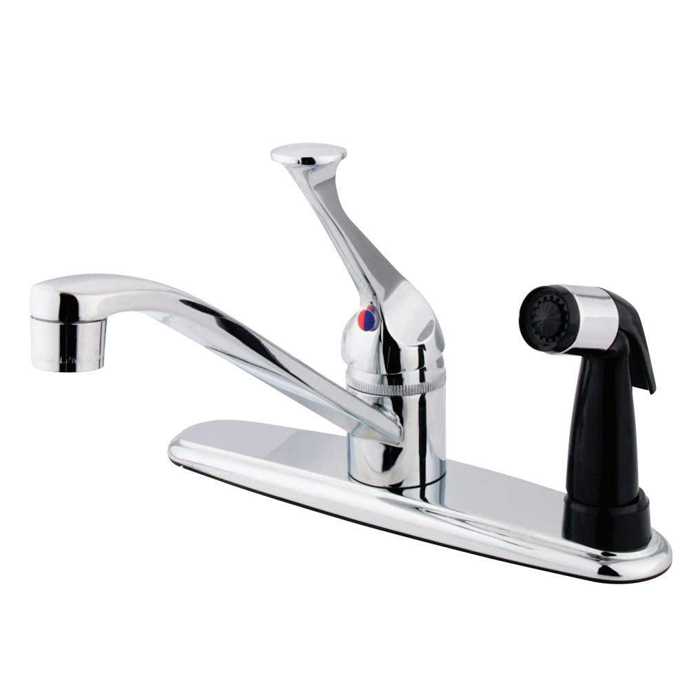 Kingston Brass KB573 Chatham Single Lever Handle Kitchen Faucet with Side Sprayer, 8-Inch, Polished Chrome