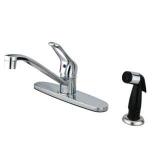 kingston brass kb562 wyndham single loop handle kitchen faucet with side sprayer, 8-inch, polished chrome