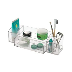 idesign 42930 med+ bathroom medicine drawer organizer, cabinet storage caddy for makeup, contact lenses, solution, cotton balls, 12" x 3" x 3.5"