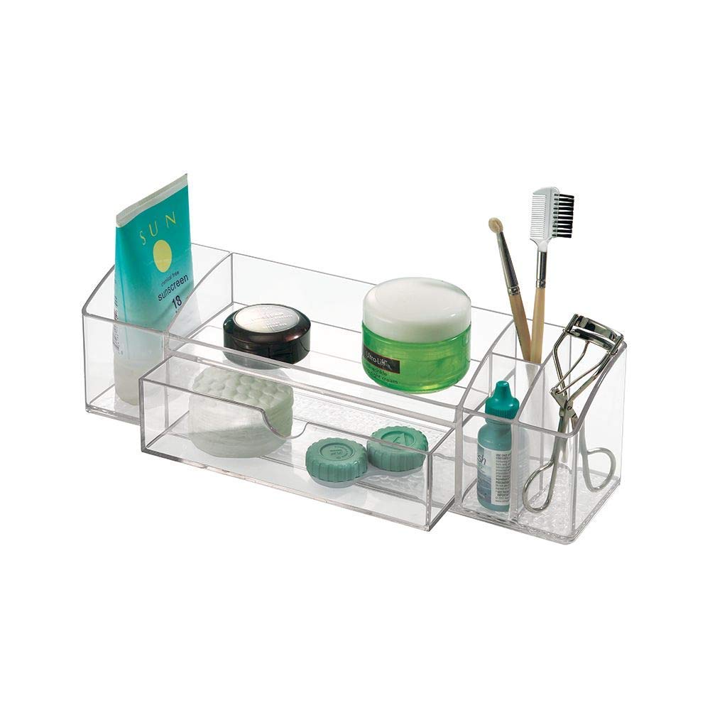 iDesign 42930 Med+ Bathroom Medicine Drawer Organizer, Cabinet Storage Caddy for Makeup, Contact Lenses, Solution, Cotton Balls, 12" x 3" x 3.5"