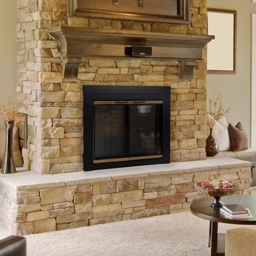 Pleasant Hearth AR-1022 Arrington Fireplace Glass Door, Black, Large