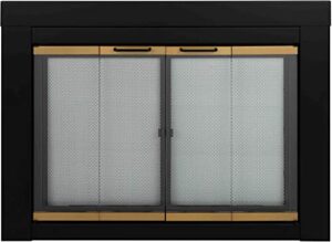 pleasant hearth ar-1022 arrington fireplace glass door, black, large