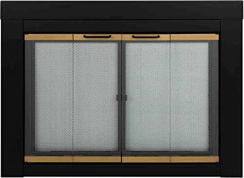 Pleasant Hearth AR-1022 Arrington Fireplace Glass Door, Black, Large