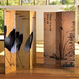 Red Lantern 6 ft. Tall Double Sided Cranes Room Divider, 71 inches high and 3 Panels wide