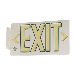 UL Listed 50 foot Jessup Glo Brite 7122-B Exit Sign, Double Sided with Frame, White with Green Outline, 8.75-Inch x 15.5-Inch (Mounts 4 ways, includes bracket and arrows)