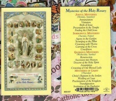 Laminated Holy Card Mysteries of the Rosary